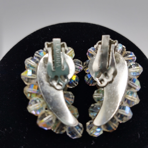 Vintage Clip Crystal Earrings Langua Napier Patent Pending - Picture 6 of 8